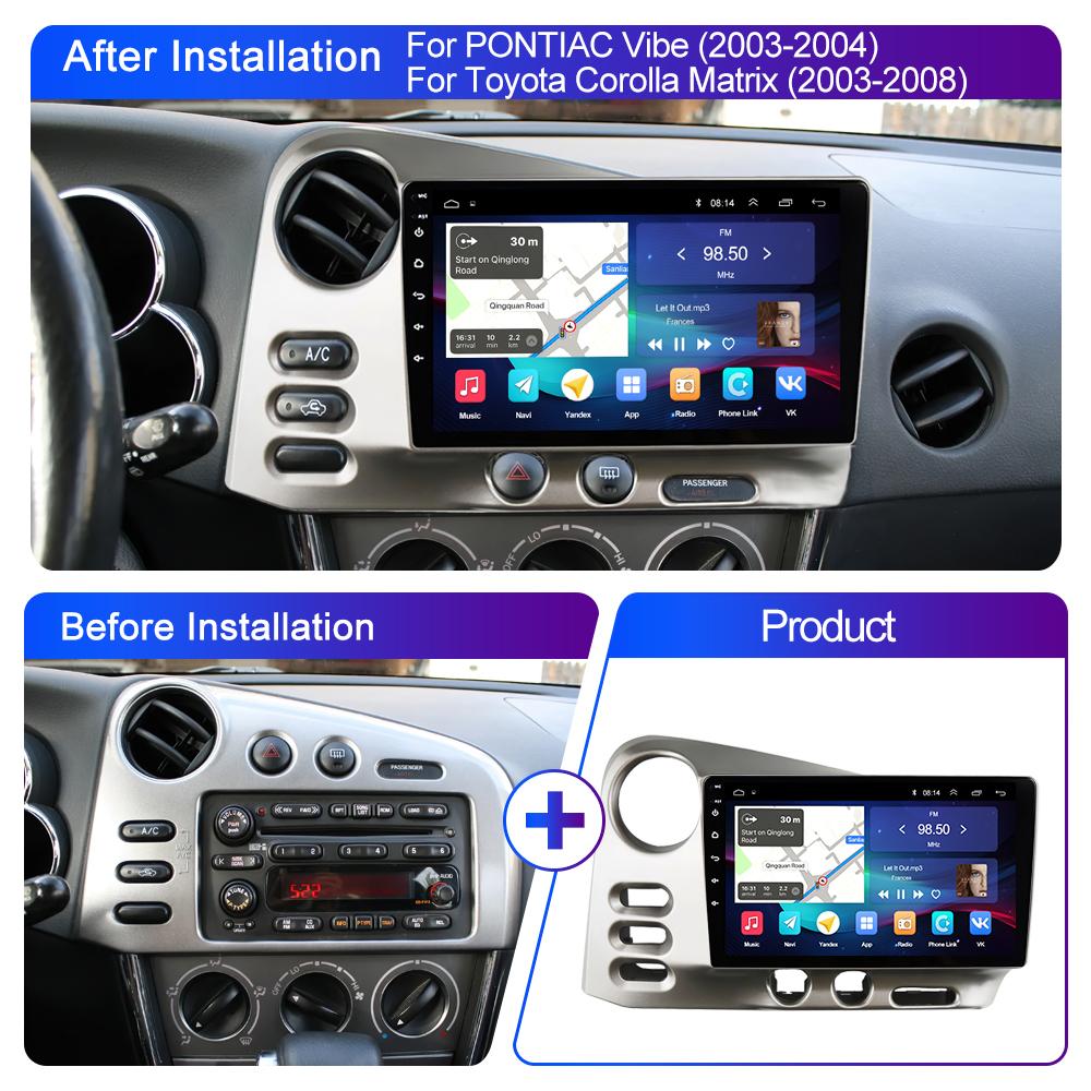 Автомобильное радио на базе Android для PONTIAC Vibe 2003 2004 для Toyota Corolla Matrix E140 2003-2008 аудио CarPlay gps трекер
