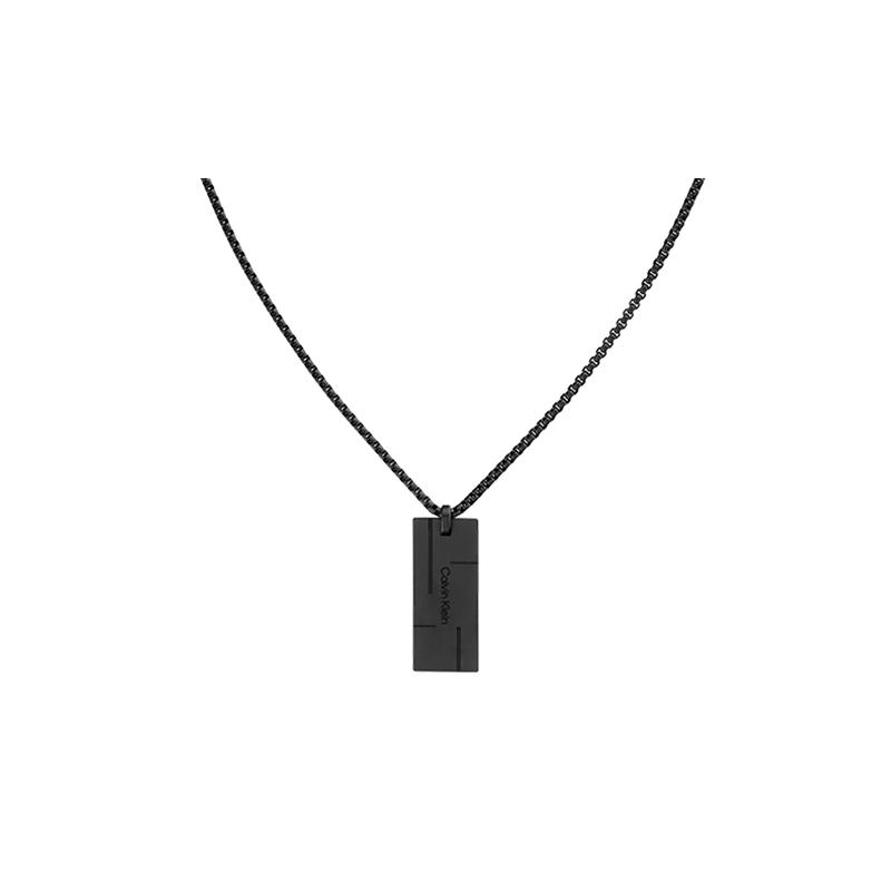Calvin Klein Letter engraved retro hip-hop stainless steel necklace, same style for men and women, couple model 35000059-black one size fits all