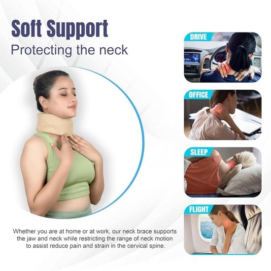 Wonder Care Neck Brace for Sleeping Cervical Collar Relief Neck Pain and Neck Support Soft Foam Wraps Keep Vertebrae Stable Black-Large