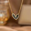 Heart-shaped Necklace & Simple Retro Titanium Steel Earrings - Fashionable, Non-fading Jewelry Set