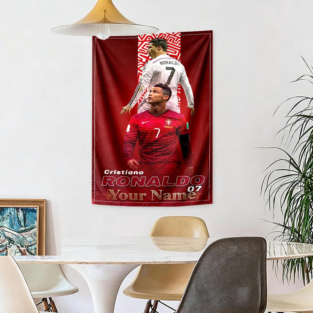 Cristiano Ronaldo Wall Tapestry Handmade Look Perfect for Living Room Reading Corner Balcony Versatile Decor Hand Painted Style
