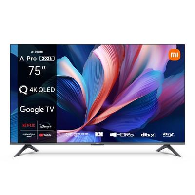 Xiaomi Телевизор A Pro 75, 190 см (75 дюймов), 4K UHD QLED, Smart TV, Google TV, Голосовое управление, HDR10, Игровой режим Boost 120 Гц, 2 ГБ+8 ГБ