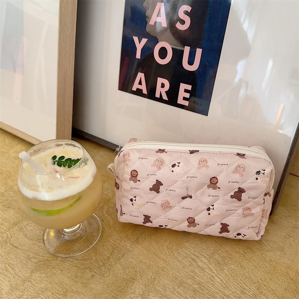 Свежая стеганая косметичка большой емкости для девочек - милый студенческий пенал на молнии для канцелярских принадлежностей