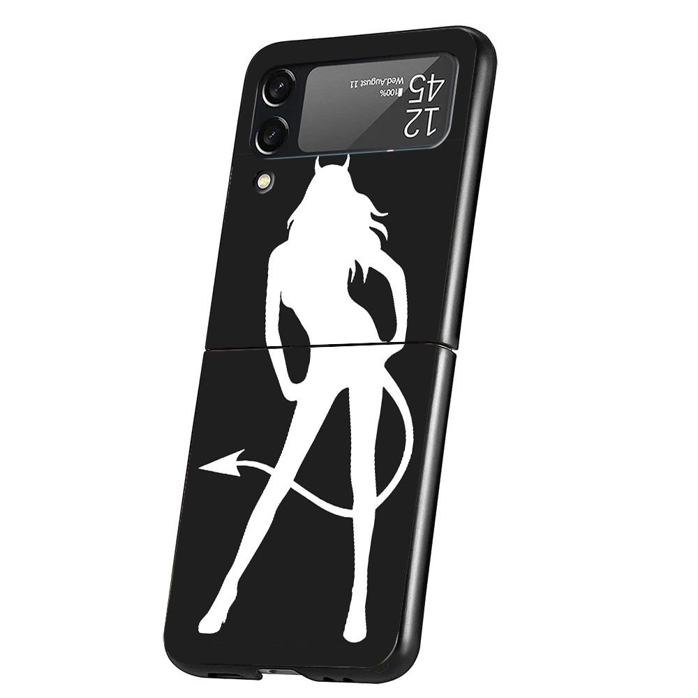 Angel Devil Sexy Girl Cover Phone Case For Samsung Galaxy Z Flip 7 6 5 4 3 5G Flip7 Flip6 Flip5 Flip4 Flip3 Black Fundas Shell G