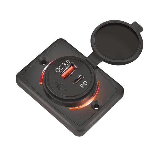 Автомобильное зарядное устройство 48 Вт с двумя портами PD Настенная USB-зарядная станция для телефонов, планшетов Универсальный автомобильный адаптер для быстрой зарядки 12 В-24 В для лодки, внедорожника, квадроцикла, автодома