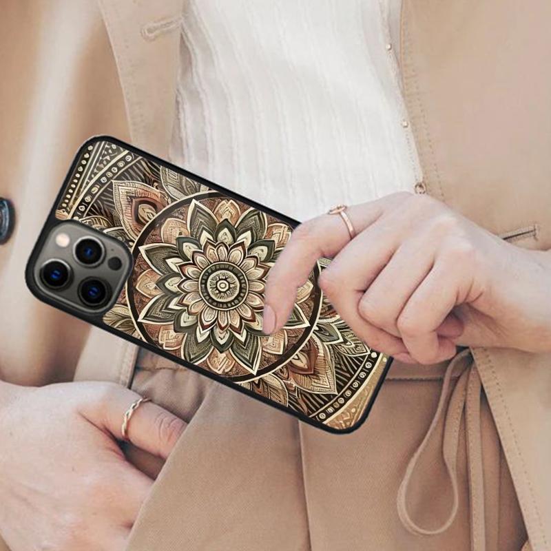 Mandala Wood Floral Magnetic Phone Case For APPLE iPhone 17 Air 16 14 13 12 Pro Max 15 Plus Wireless Charge With MagSafe Cover