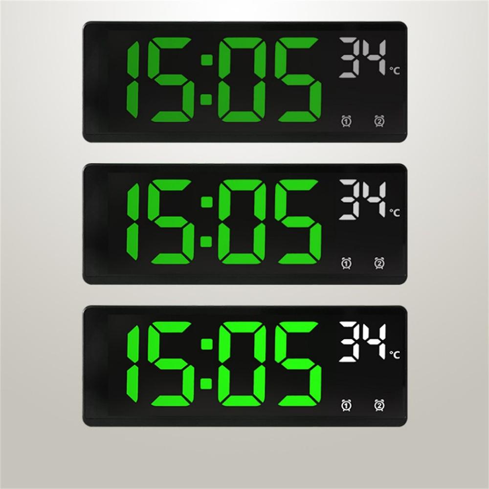Voice Control Digital Alarm Clock Temperature Dual Alarm Snooze Desktop Table Clock Night Mode 12/24H LED Clock Watch2