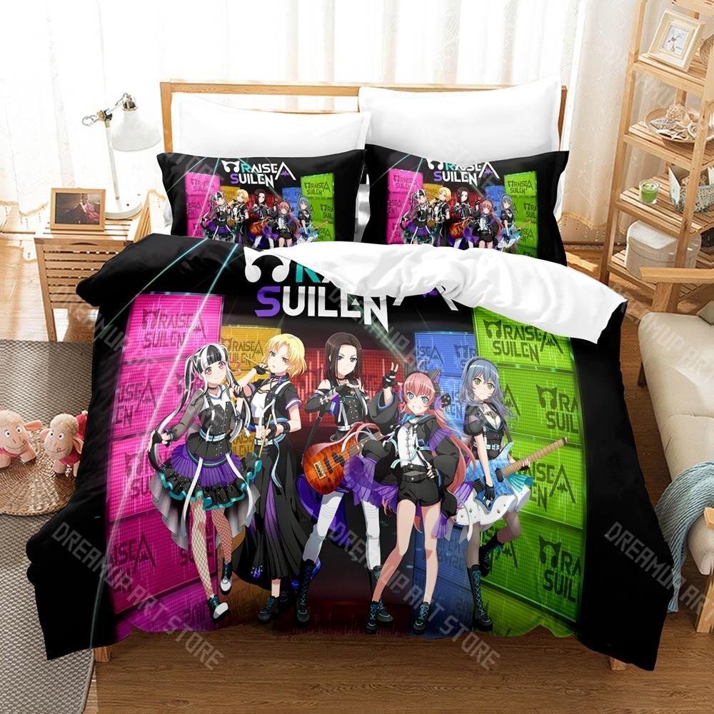 3D-печатный комплект постельного белья RAISE A SUILEN BanG Dream для мальчиков и девочек Пододеяльник Наволочка Размеры: Полуторный, Двуспальный, Евро, Полный, Односпальный, Двуспальный