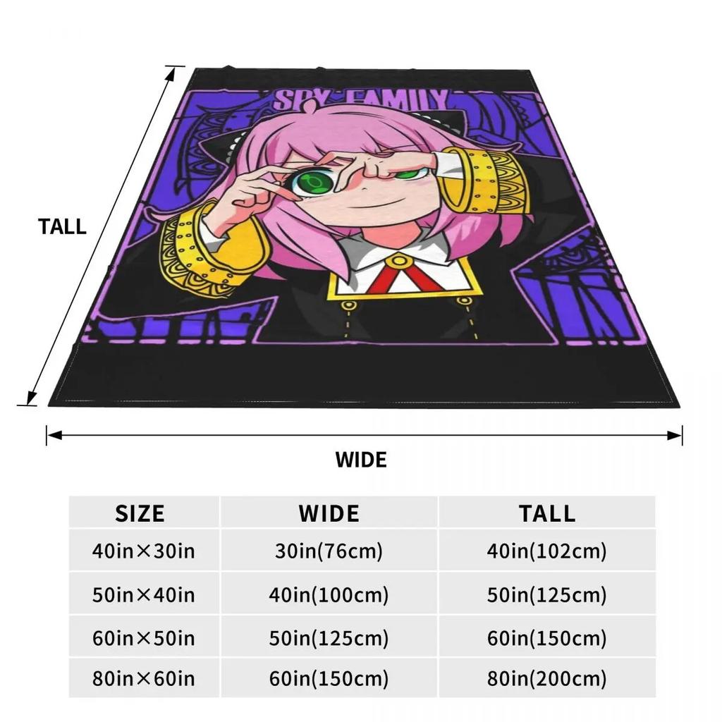 Kawaii Anya Merch Blankets Fleece Bedding Spy X Family Manga Throw Blanket Comfortable Lightweight for Travel Bedspread