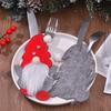 Cartoon Santa Claus Christmas Decorations Creative Decorative Items Dwarf 3D Cutlery Pouch 1Pcs Knife and Fork Bag Indoor Ornaments No-Face Doll