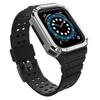 Rugged Protective Strap Case for Apple Watch Series 7/6/5/4/3/2/SE (41/40/38mm) - Black/Silver Durable Cover