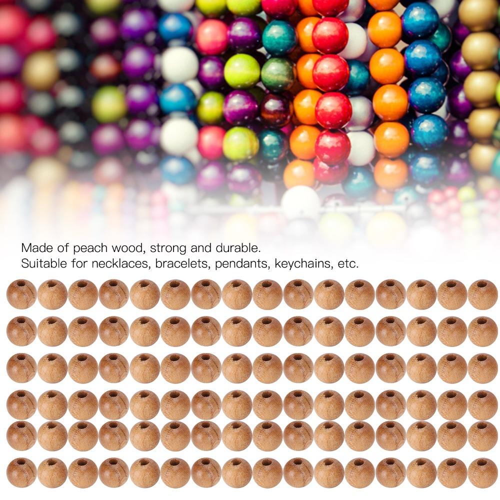 200pcs Polished Finish Wooden Beads Round Craft Beads Beads Peach Wood Beads DIY Crafts