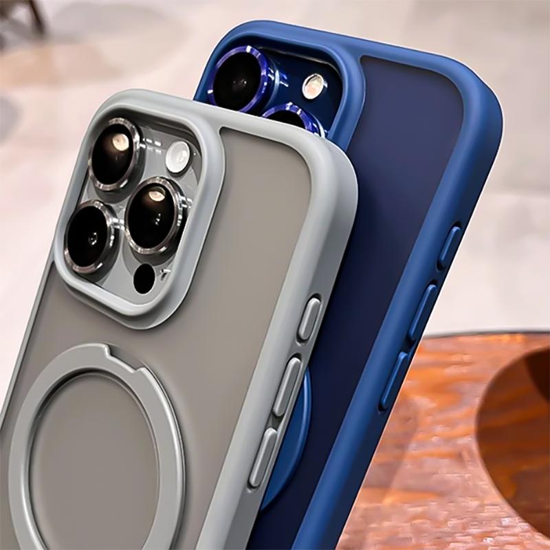 Magnetic Metal Ring Bracket Case For 16 17 Pro Max 14 Plus 12 13 15 Pro Max 16E For Magsafe Camera Protection Phone Cover