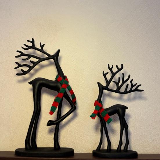 1/2 шт. Рождественская статуэтка оленя с шарфом, минималистичная фигурка силуэта лося, скульптура оленя, украшение для дома, офиса, рабочего стола