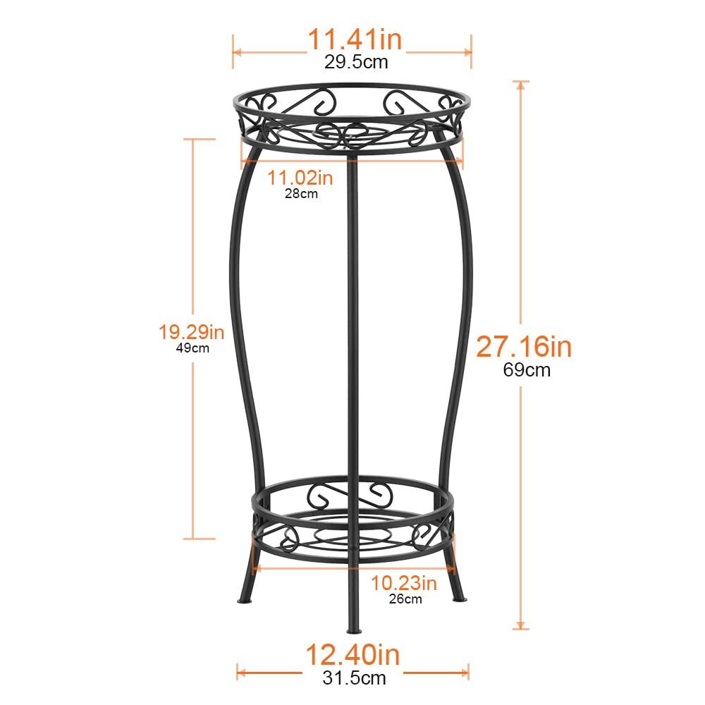 Цветок цветок 69см садоводство цветочный горшок черная подставка, для дома, 2-ярусная, полка, железо, высокая, стеллаж, дом, офис, сад, подставка, (черный)