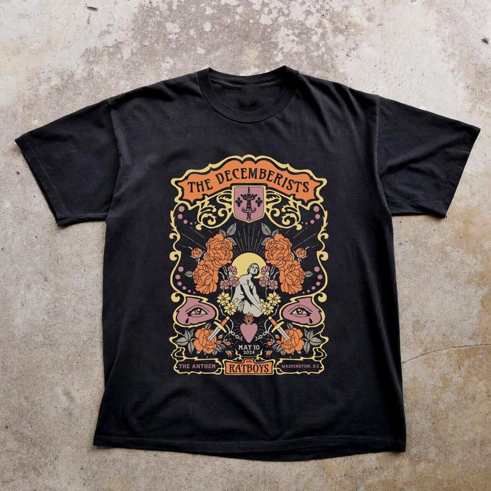 NEW The Decemberists Band 2024 Concert Short Sleeve Black All Shirt Unisex T-Shirt