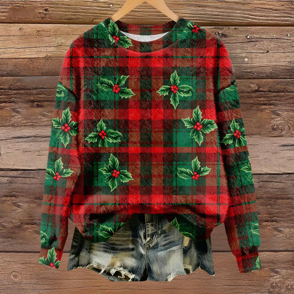 Women's Fleece Hoodie Long-Sleeve Round  Neck Casual Comfortable Loose-Fit Lightweight Women's Hoodie