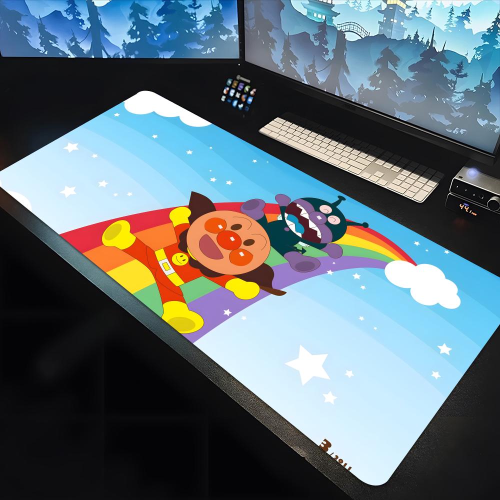 Игровой коврик для мыши с персонажем мультфильма Анпанман, большой коврик для стола под клавиатуру и мышь, нескользящая резиновая основа, игровой коврик для мыши, ковер для ноутбука 1200x600
