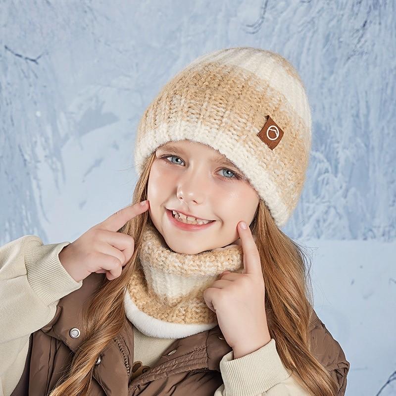 Childrens Knit Beanie Hat Set With Windproof Ear Protection For Winter Outdoor Use