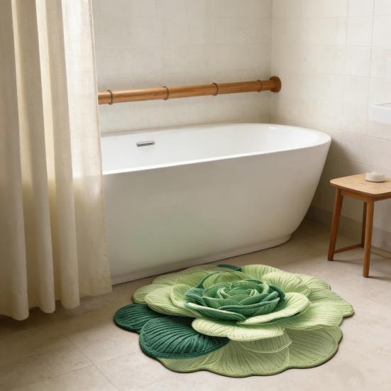 3D Цветочный Ковер Абсорбирующий Быстросохнущий Неправильной Формы Плюшевый Цветочный Напольный Коврик Моющийся Нескользящий Ковер для Гостиной Спальни Ванной Комнаты Кухни Декоративный