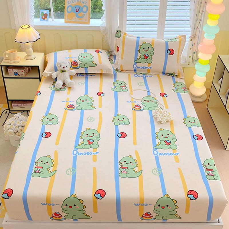 Простыня на резинке с принтом листьев, приятная к коже и дышащая, для односпальной/двуспальной кровати, мягкое постельное белье (без наволочки)