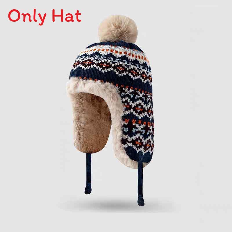 Traditional Style Knitted Hat For Women With Ear Protection And Neck Guard For Winter Cold Weather