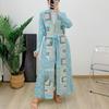 Women's Middle Eastern Pleated Long Dress & Cardigan Robe - Loose Plus Size