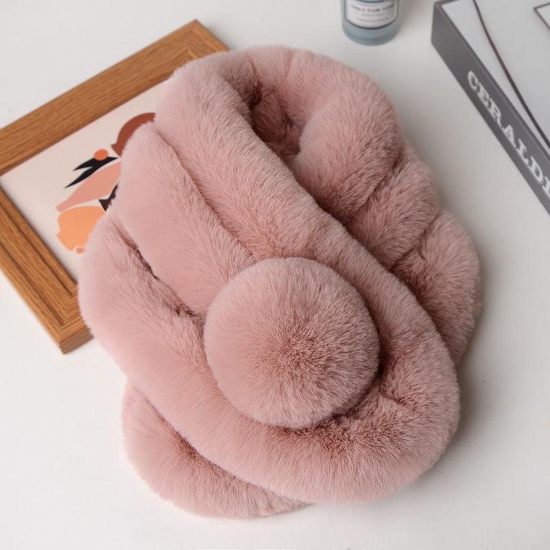 Rex Rabbit Fur Scarf Female Winter Korean Version of Wild Fur Rabbit Fur Collar Student Warm Cute Plush Scarf
