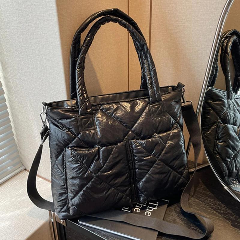 Женская мягкая хлопковая сумка-мессенджер на плечо зимняя сумка просторная пуховая яркая большая вместимость сверхлегкая повседневная модная новая