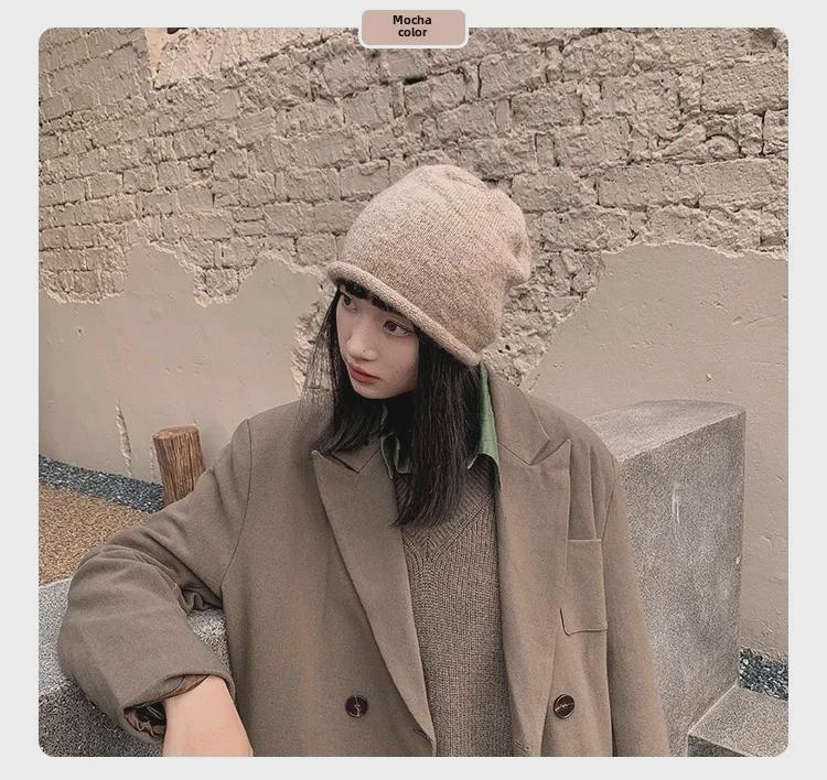 Japanese-Korean Style Warm Knitted Wool Hat for Autumn and Winter - Trendy, All-Match, Fits Large Head Circumference