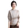 New Middle-aged and Elderly Women's Semi-turtleneck Warm Knitted Jacquard Bottoming Shirt Mother Sweater Piled and Thickened Autumn and Winter