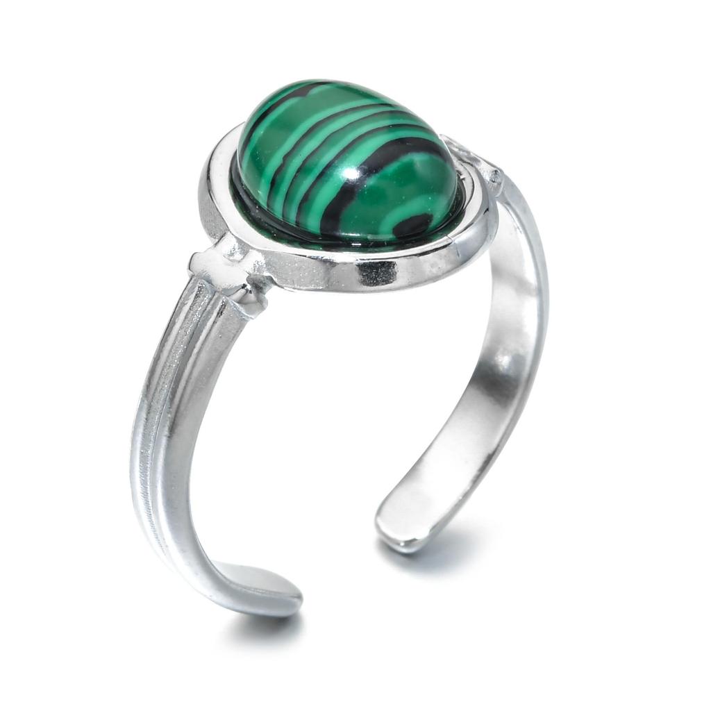 Кольцо с полудрагоценным овальным камнем - модное кольцо из титановой стали, не выцветающее, для женщин