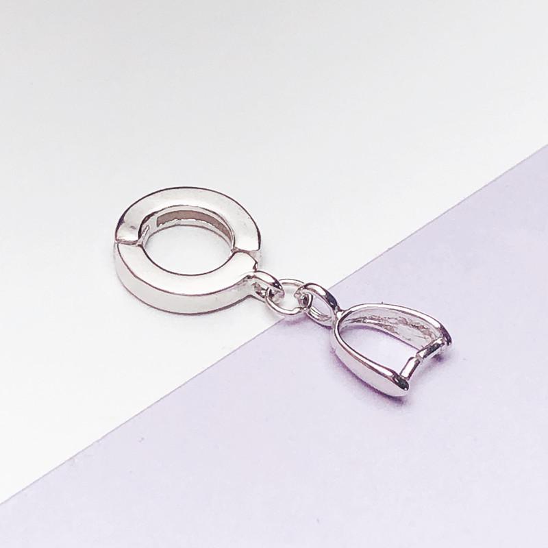 Подвеска-клипса из стерлингового серебра 925 пробы для нефрита, янтаря или кристалла.