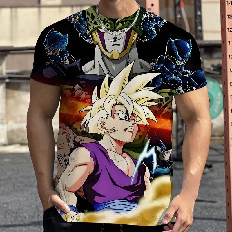 2026 Летняя Ретро Футболка Dragon Ball для Фитнеса Мужская Оверсайз 3D Печать Короткий Рукав Семейная Унисекс Детская Спортивная Футболка