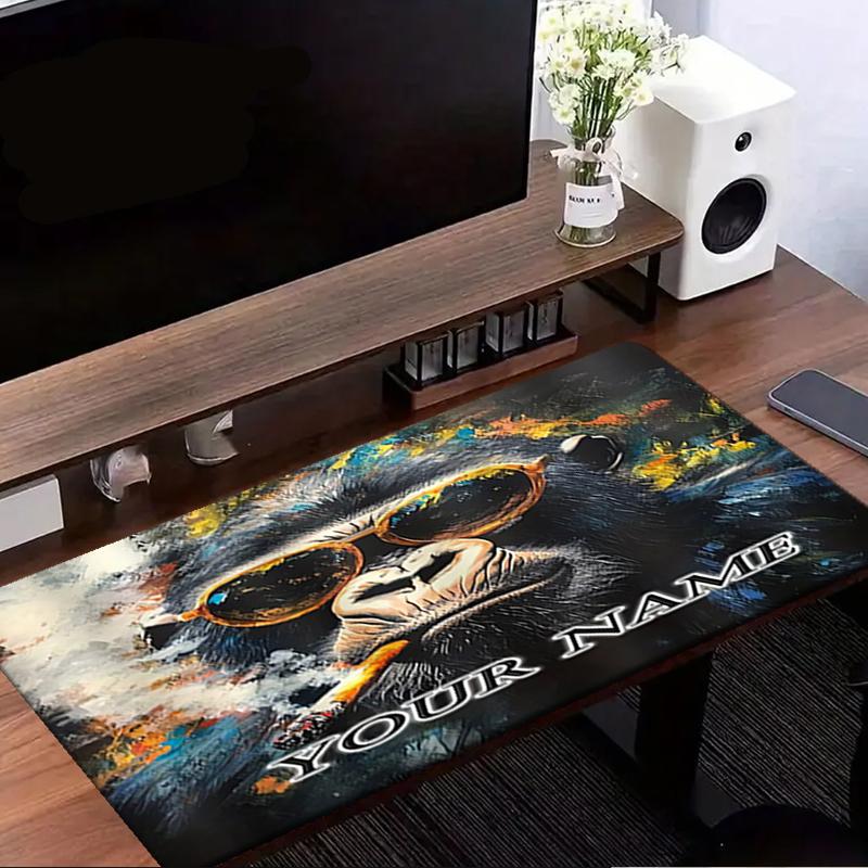 1PC Custom Name Gorilla Sunglasses Cigarette Mouse pad, keyboard and mouse desk pad, for computer notebook Birthday Gift For Any Room Or Office