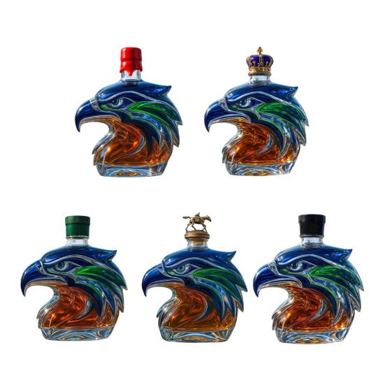 Eagle Head Whiskey Bottle Unique Glass Decanter 3D Liquor Container for Whiskey Wine Cocktails Coffee