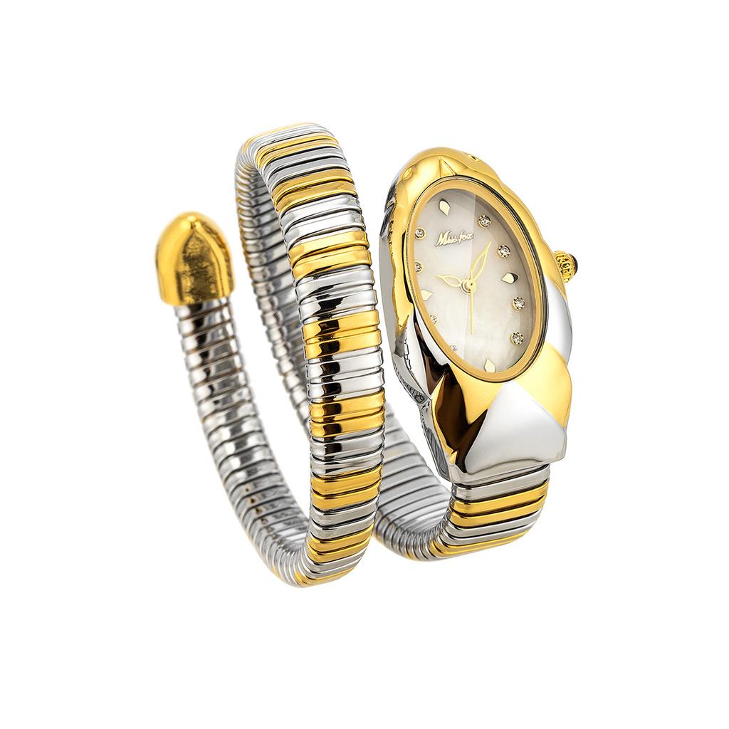 MISSFOX Женские часы-браслет Змея из нержавеющей стали Модные Золотые Женские часы Часы Роскошные Женские Наручные часы Водонепроницаемые часы
