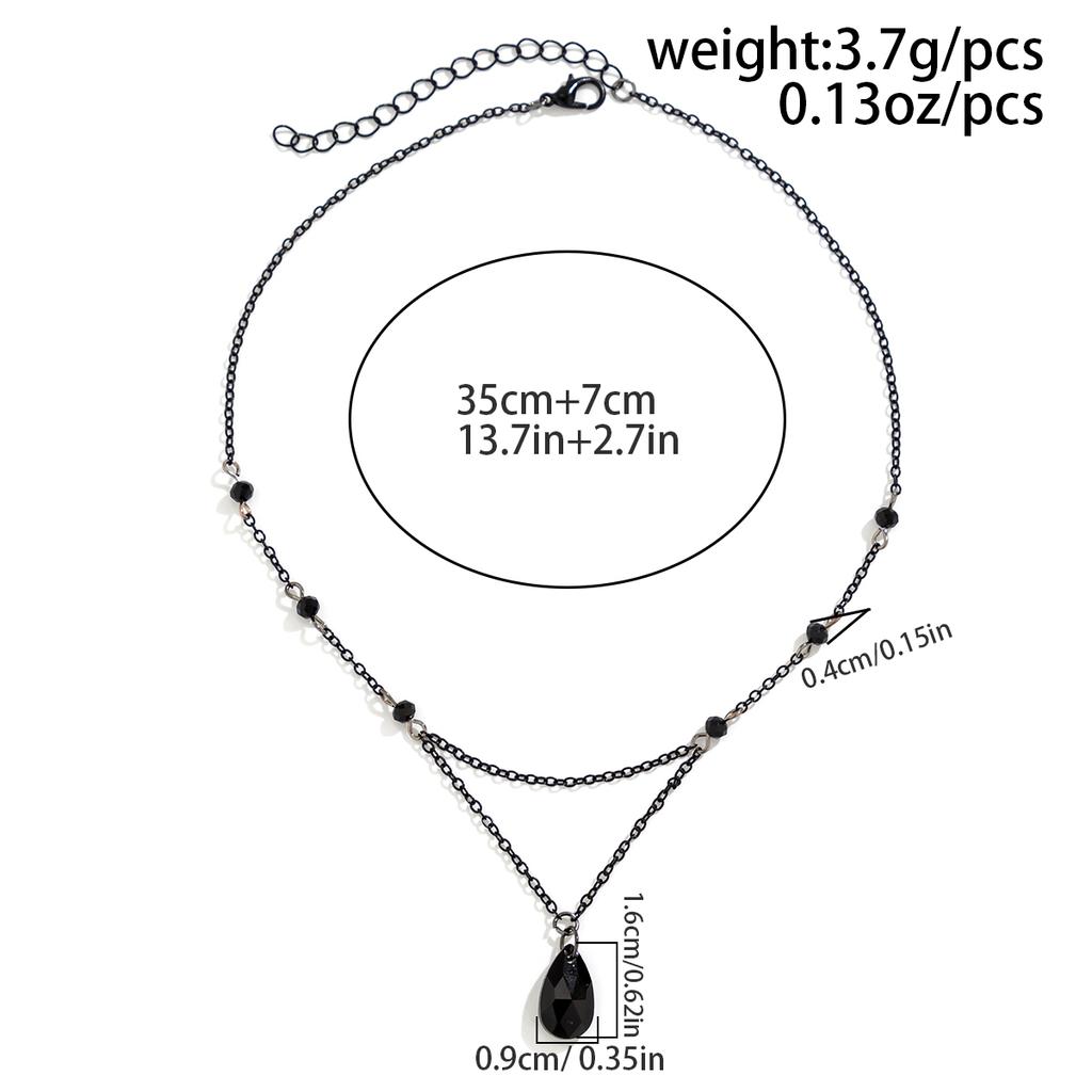 Ingemark Elegant Trendy Black Red Water Drop Pendant Chokers Necklace for Women Exquisite Metal Thin Chain New Year Jewelry Gift