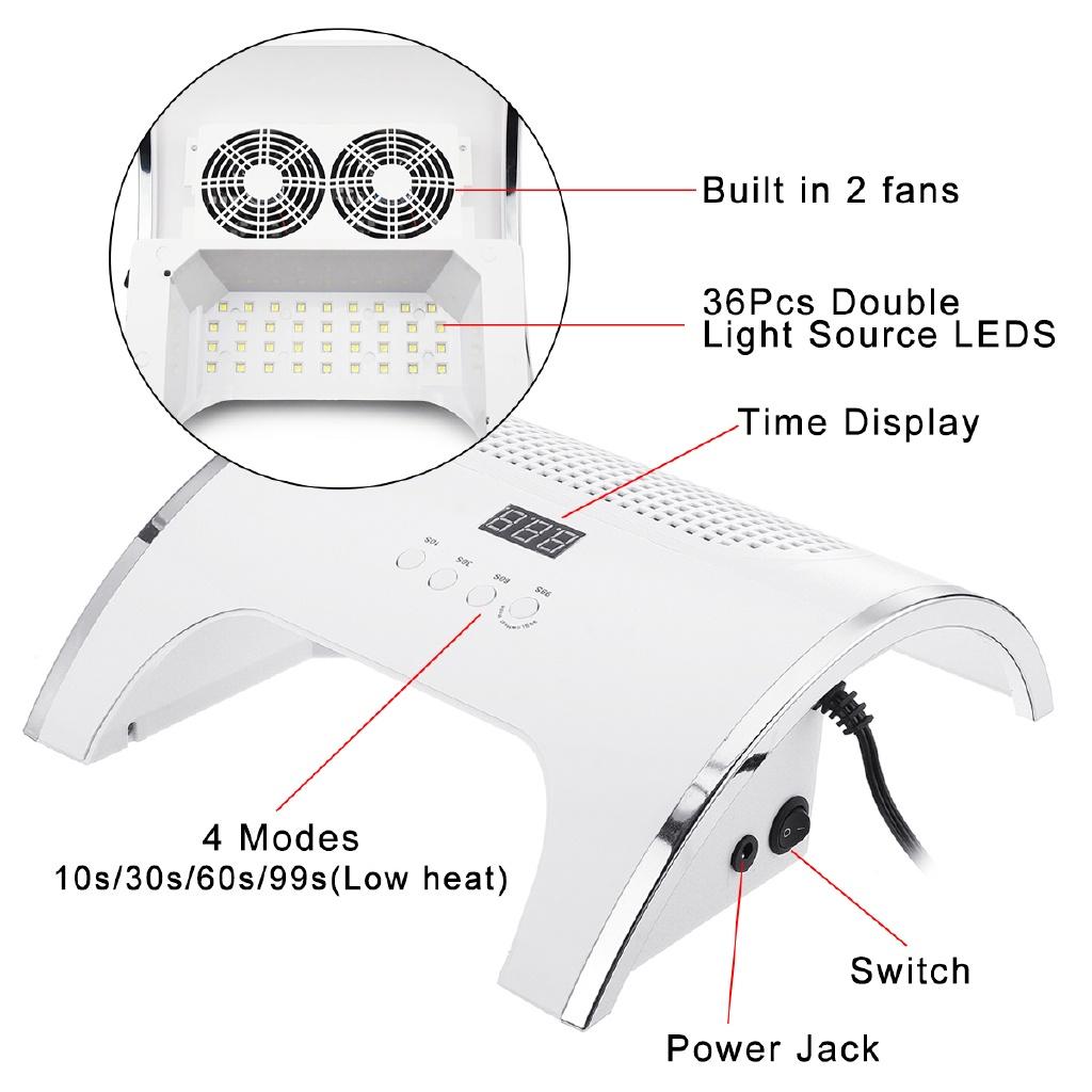 36/45 светодиодная УФ-светодиодная лампа для ногтей Инфракрасная индукция Всасывание пыли для ногтей 2 вентилятора Пылесос Для маникюра 2 в 1 80 Вт/150 Вт