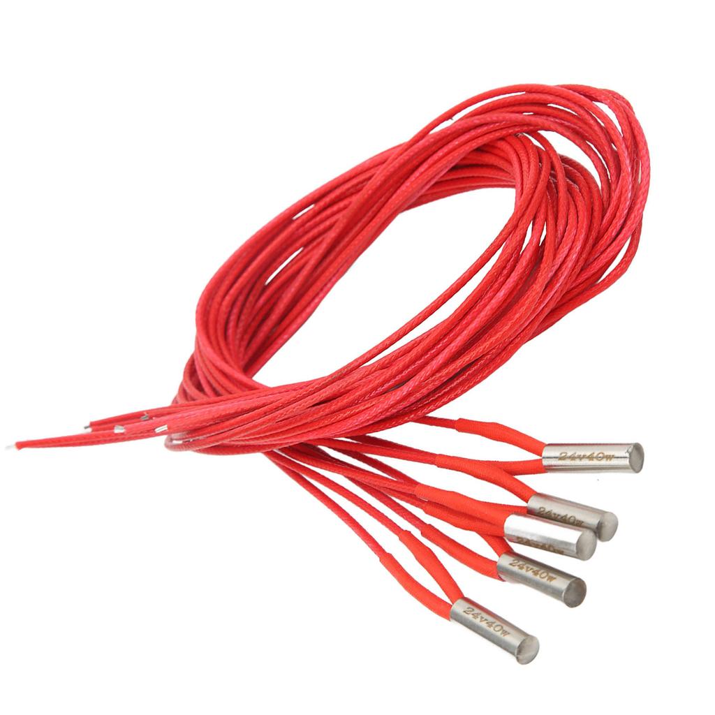 5Pcs Heater Cartridge DC 24V 40W Stainless Steel 6x20mm Accessory for 3D Printer 1m  3.28ft