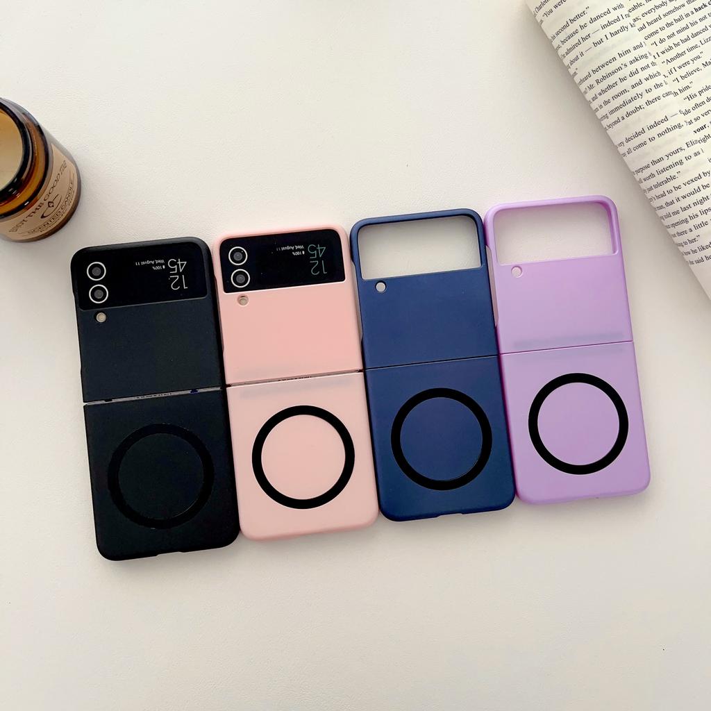 For Samsung Galaxy Z Filp 4 3 Magsafe Case Magnetic Wireless Charging Ultra -Thin Skin Friendly Matte Silicone Shockproof Cover