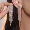 Premium Luxury Super Sparkle Rhinestone Long Tassel Earrings Women's Fashion Temperament Studded Earrings