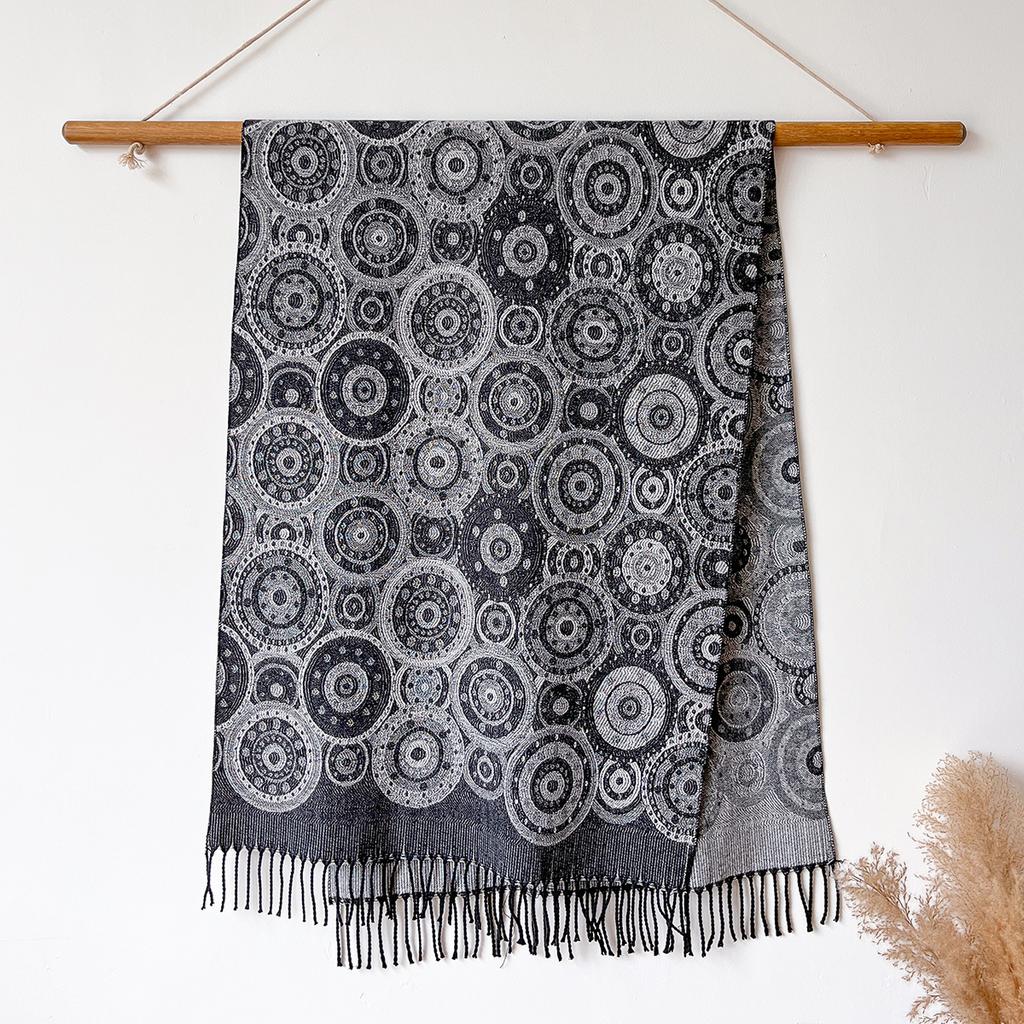 Manufacturer Cotton Scarf Shawl Circle Autumn And Winter Long Women'S Warm Fringed Jacquard Shawl Dual-Purpose Shawl