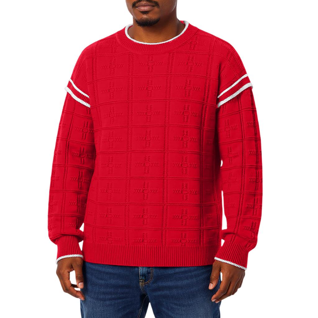 Men's Fashion Knitting Pullover Long Sleeves Loose Round Neck Sweater