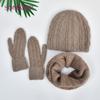 Women Winter Three-piece Hat Scarf Gloves Set Warm Fluffy Angora Knit Hat Scarf Thick Fashion Cold Weather Beanie Accessories