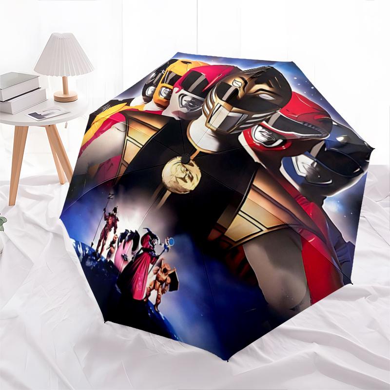 1pc Mighty Morphin Power Rangers Durable Cartoon Folding Umbrella, Portable Compact Umbrella for Men and Women G063