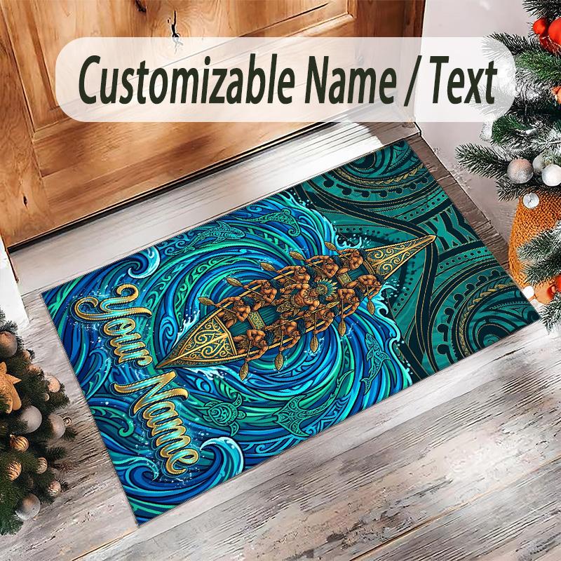 Mermaid Theme Crystal Velvet Floor Rug Personalized Custom Name Text Warm Carpet Home Decoration