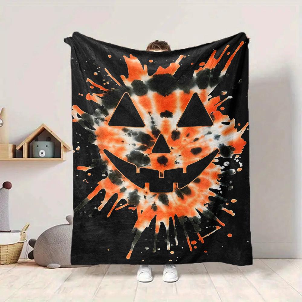 1pc Pumpkin Halloween Blanket, Lightweight Flannel Throw Blanket for Sofa, Bed, Travel, Camping, Living Room, Office, Couch, Chair, and Bed