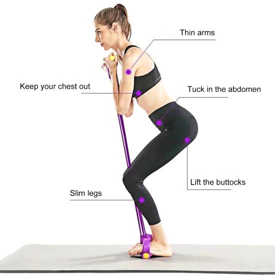 Figure 8 Resistance Band 6-Tube Pedal Puller with Handle Multifunction Elastic Sit-up Rope Men Women Pedal Tensioner Exerciser Workout
