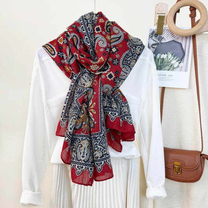 Этнический стиль принт «кешью» длинный шарф для женщин с высококлассным и универсальным классическим узором для путешествий, солнцезащитная шаль